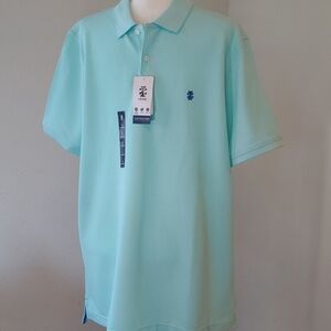 Izod Performance Men's Polo Sport Shirt in Aquamarine Cotton Blend Large NWT